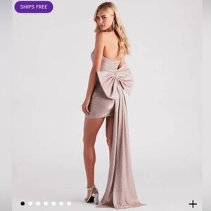 Windsor Shimmering Pink Bow Dress